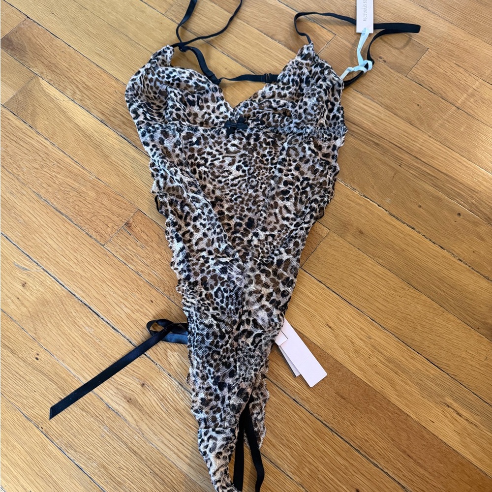 Victoria's Secret Leopard Print Bodysuit with Black Accents